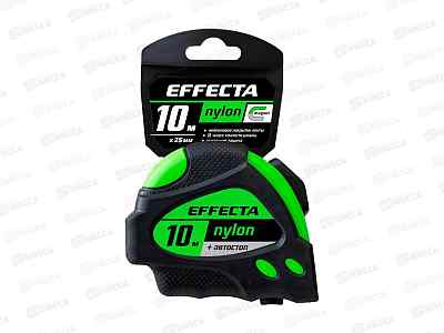 Рулетка Effecta Nylon 10м/25мм с магнитом, автостопом, лентой нейлон