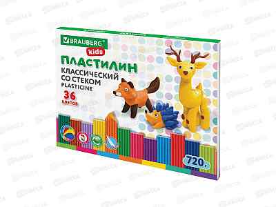 Пластилин 36цв 720г BRAU Kids стек, 106438 *6