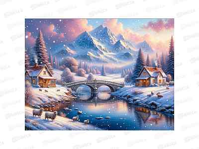 ПАЗ 500эл. Горный пейзаж с овечками, Х500-7217 *10