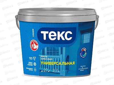 Эмаль акриловая Текс Универсальная белая мат 2,7л срок до 03.27.
