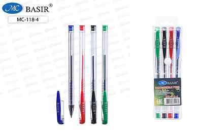 Ручки гел. BASIR  5цв., МС-118-4 *60/240
