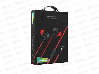 Наушники вакуумные AUX разъём с МК 1.2м, More Choice G16 Red