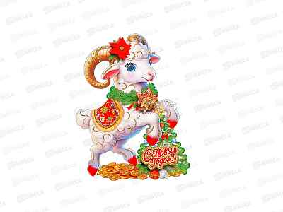 Наклейки для декора Новогодний барашек 28*20см  DP-0500  540718