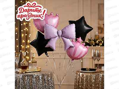 Набор Шаров Розовый бант и четыре звезды  DP-0108  536273