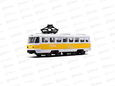 Трамвай &quotЛуна &quot (желтый, пластик. корпус) в коробке 388-7  515705