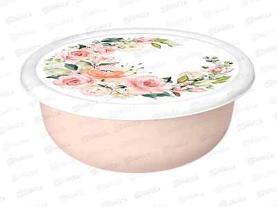 Миска 2,1л с крышкой &quotМодена&quot с декором &quotРозы&quot (св.-розовый) 223188207/04