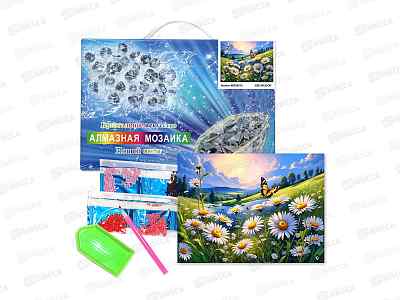 Алмазная мозаика 20*30 (ПВ, подрамник) Ромашки JS50637
