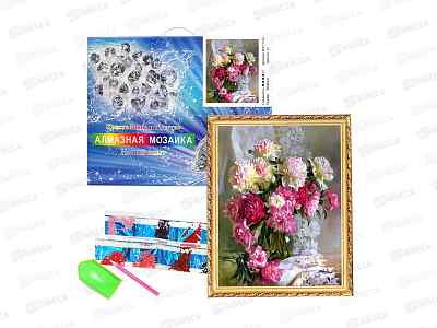Алмазная мозаика 30*40 (ПВ, п-к) Пионы GB91247