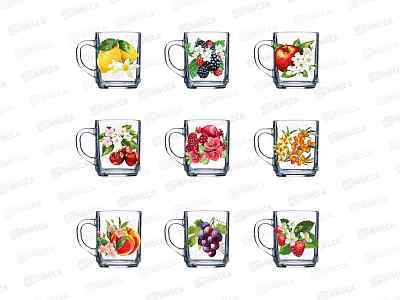 Кружка &quotGreen tea&quot (Цветы и фрукты) 200см3 *20 1335