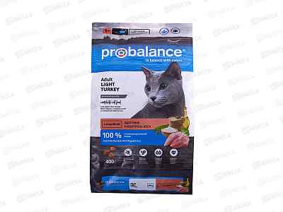Корм ПРОБаланс для кошек сухой Adult Light Turkey 0,4кг Индейка 436