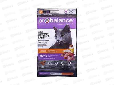 Корм ПРОБаланс для кошек сухой Gourmet Diet 0,4кг Говядина-кролик *16 331