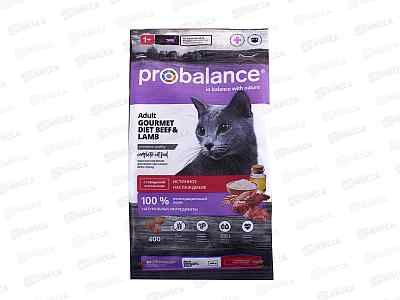 Корм ПРОБаланс для кошек сухой Gourmet Diet 0,4кг Говядина-ягненок *16 265