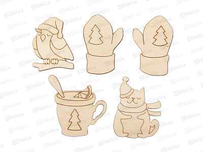 Заготовка для декор. &quotMr.Carving&quot БАНГ-40 Набор &quotНовогодний&quot фанера 4,5х3,5х0,3см