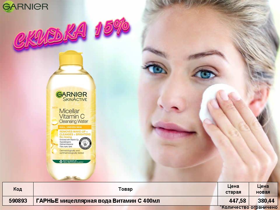 ГАРНЬЕ мицеллярная вода снижение цены!