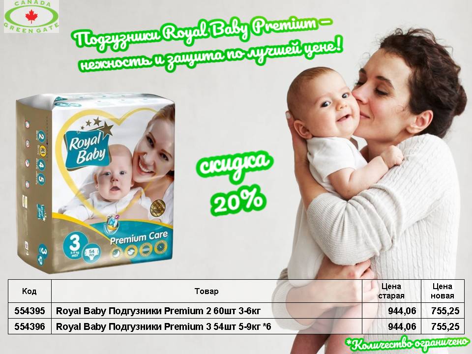 Royal Baby Подгузники Premium. Снижение цены!